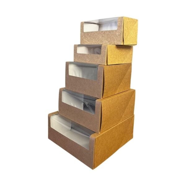 Pie Box with Window 20x20x8 cm Kraft, 50 pcs