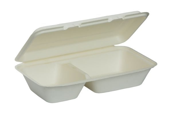 Ekolojik Yemek Kabı 1200 ml 2 Gözlü Kapaklı 50 Adet