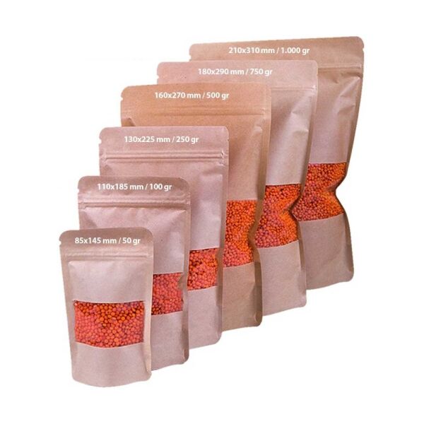 Kilitli Doypack Kraft Pencereli 25x34x6 Cm 500 ADETLİ KOLİ